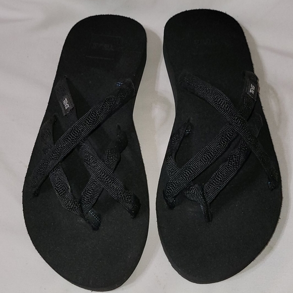Teva Thong Black Foam Flip Flops Sandals Size 7 - Picture 2 of 8